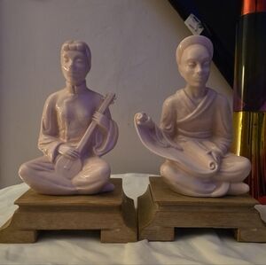 Two Ping Glaze Ceramic Figurines